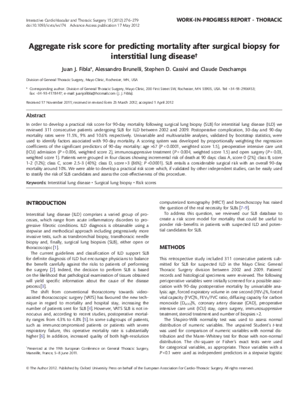 (PDF) Aggregate risk score for predicting mortality after surgical ...