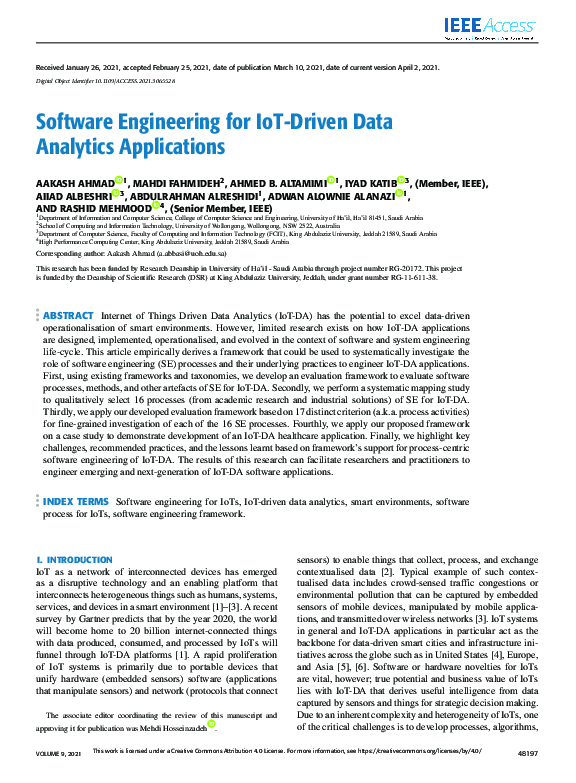 (PDF) Software Engineering for IoT-Driven Data Analytics Applications