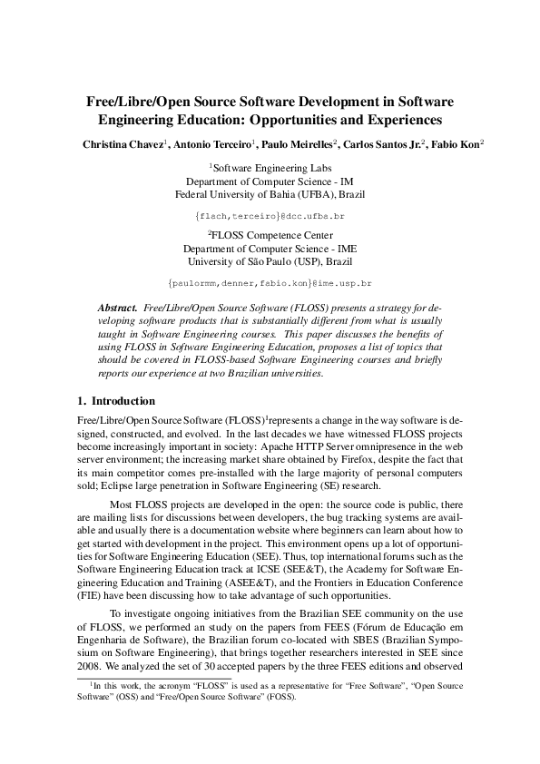 (PDF) Free/Libre Open Source Software development in developing and ...