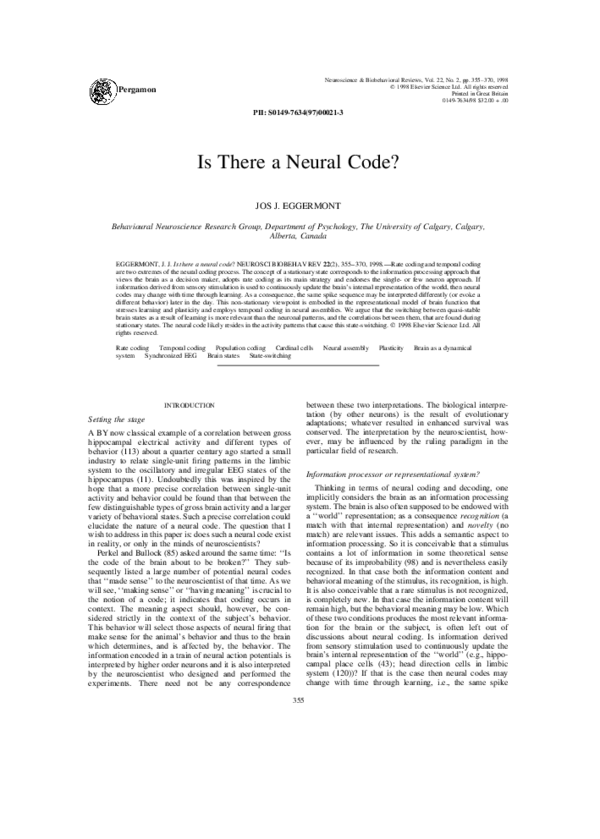 (PDF) Is There a Neural Code?