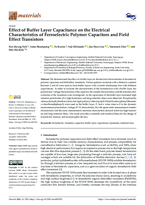 (PDF) Effect of Buffer Layer Capacitance on the Electrical ...