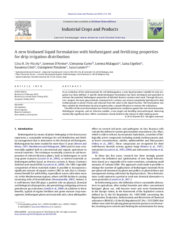 (PDF) A new biobased liquid formulation with biofumigant and ...