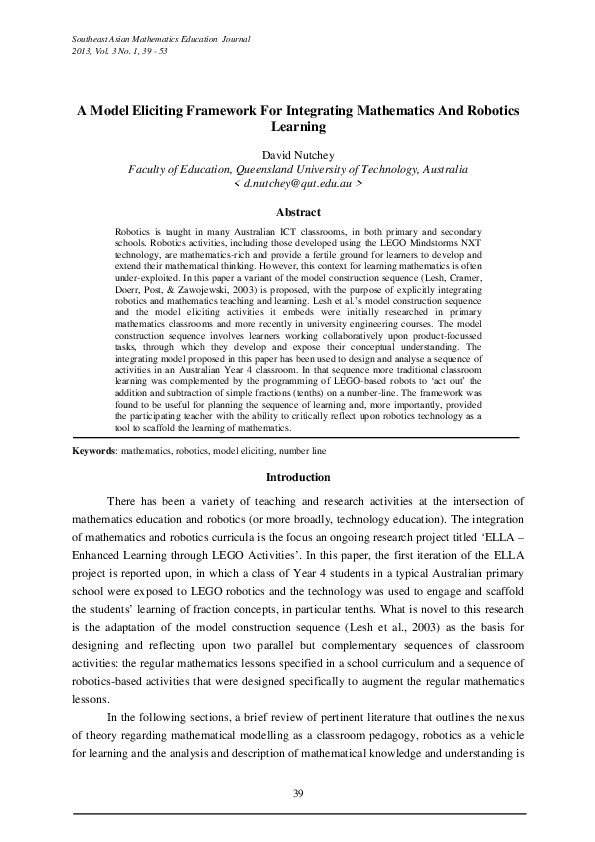 (PDF) A Model Eliciting Framework For Integrating Mathematics And ...