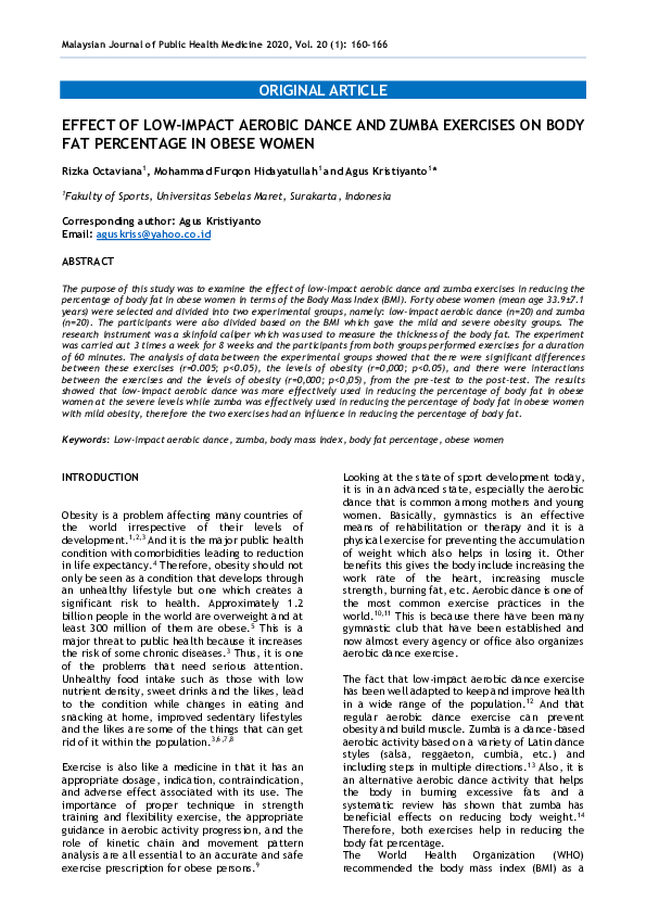 (PDF) Effect of Low-Impact Aerobic Dance and Zumba Exercises on Body ...
