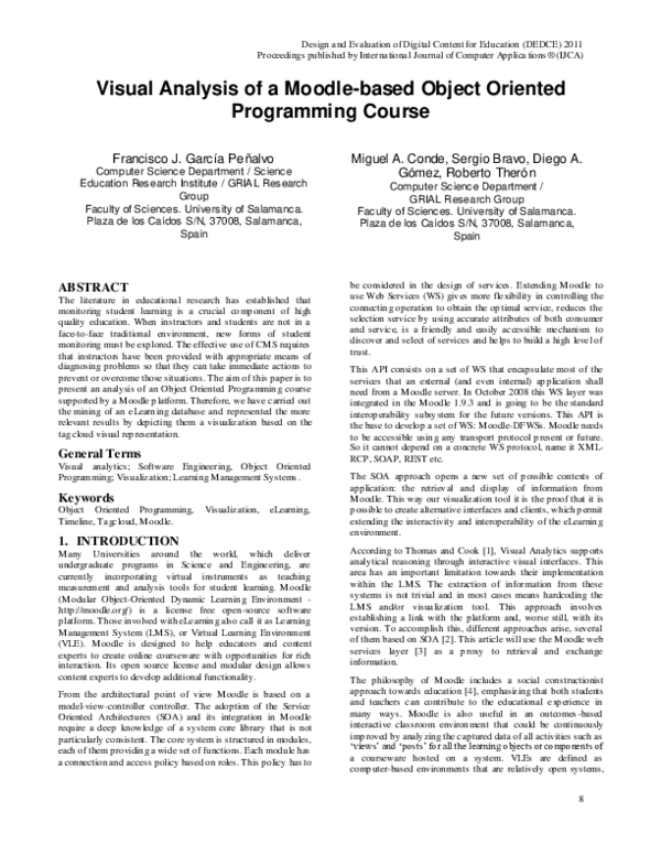 (PDF) Visual Analysis of a Moodle-based Object Oriented Programming Course