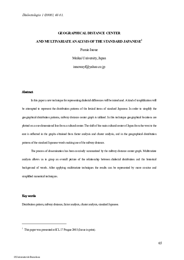 (PDF) Geographical distance center and multivariate analysis of the ...