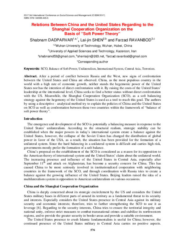 (PDF) Relations Between China and the United States Regarding to the ...