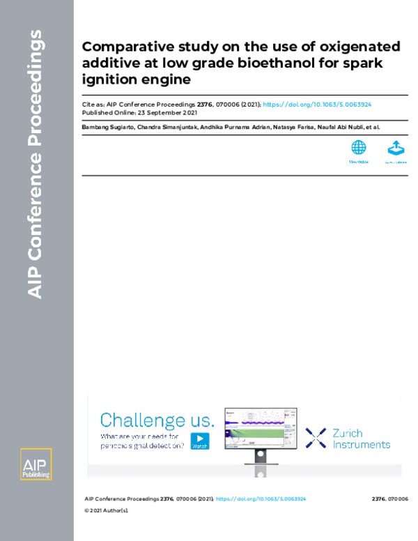 (PDF) Comparative study on the use of oxigenated additive at low grade ...