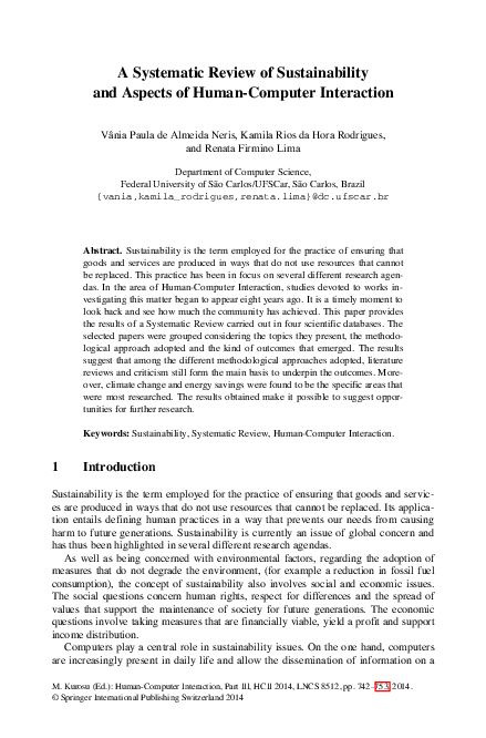 (PDF) A Systematic Review of Sustainability and Aspects of Human ...