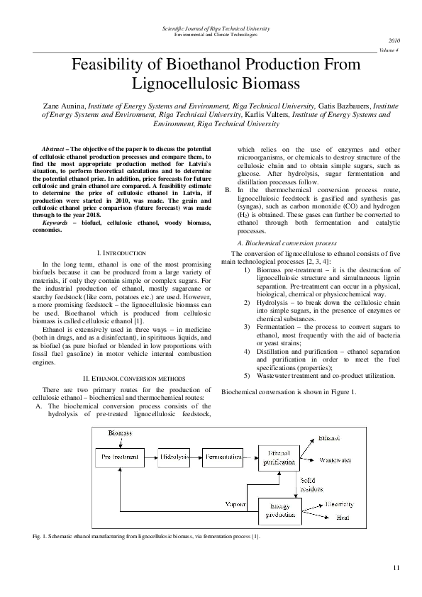 (PDF) Feasibility of Bioethanol Production From Lignocellulosic