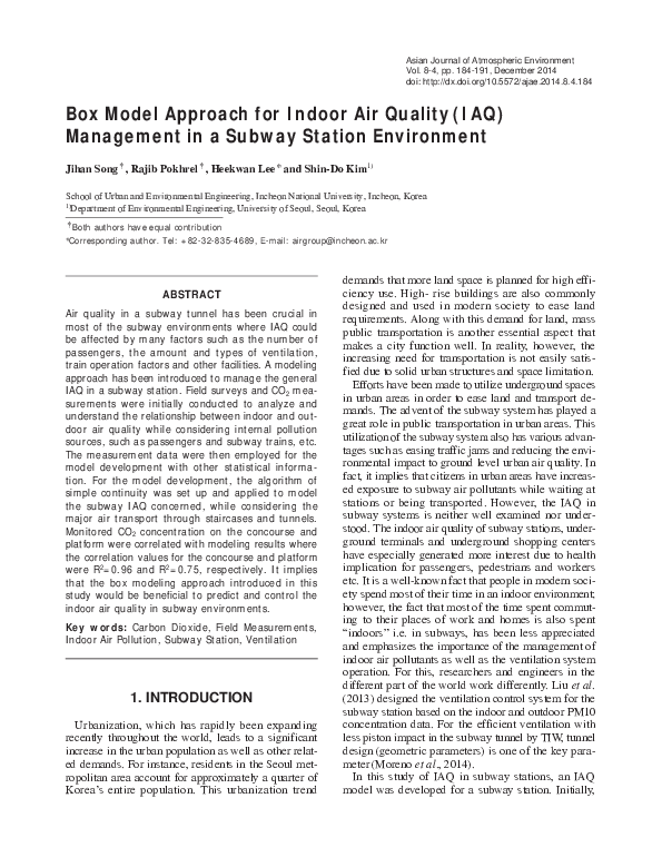 (PDF) Box Model Approach for Indoor Air Quality (IAQ) Management in a ...