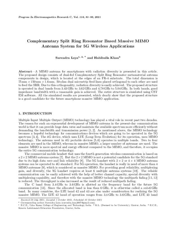 (PDF) Complementary Split Ring Resonator Based Massive Mimo Antenna ...