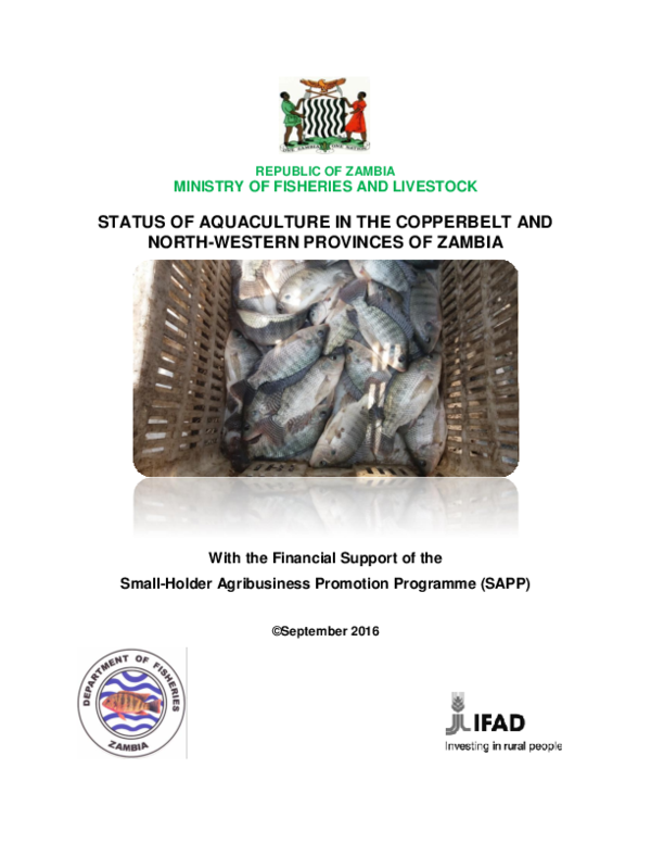 (PDF) MINISTRY OF FISHERIES AND LIVESTOCK STATUS OF AQUACULTURE IN THE COPPERBELT AND NORTH