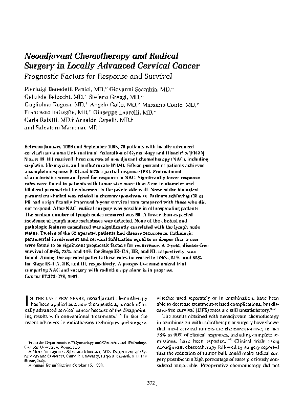 (PDF) Neoadjuvant chemotherapy and radical surgery in locally advanced ...