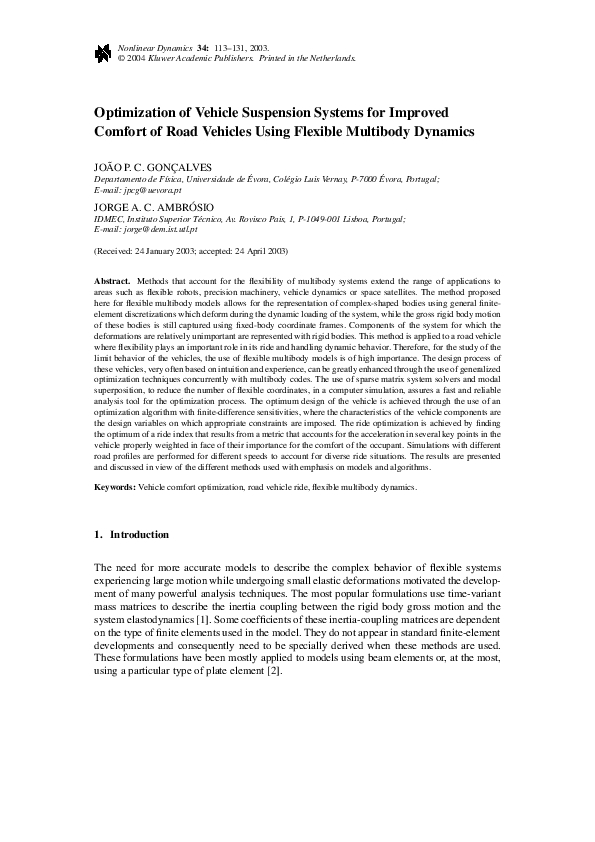 (PDF) Optimization of Vehicle Suspension Systems for Improved Comfort ...