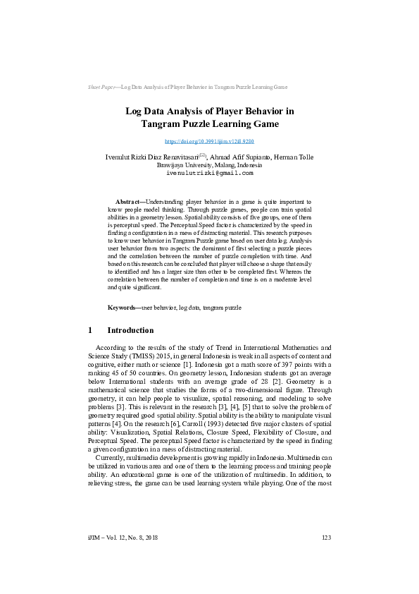 (PDF) Log Data Analysis of Player Behavior in Tangram Puzzle Learning Game