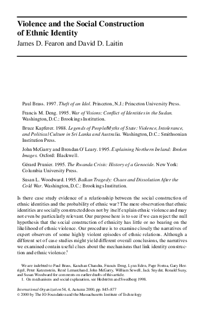 (PDF) Violence and the social construction of ethnic identity