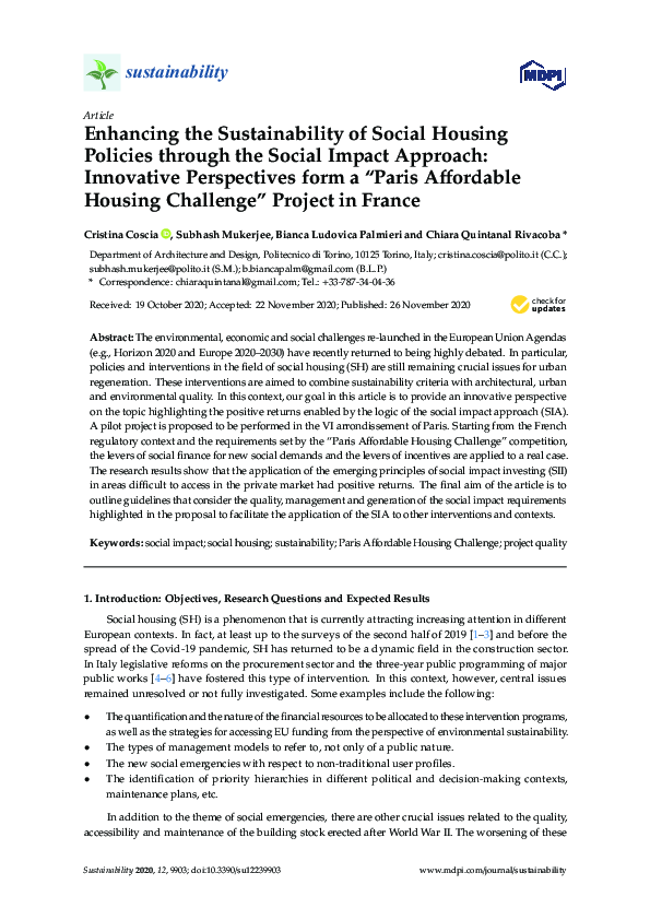 (PDF) Enhancing the Sustainability of Social Housing Policies through ...