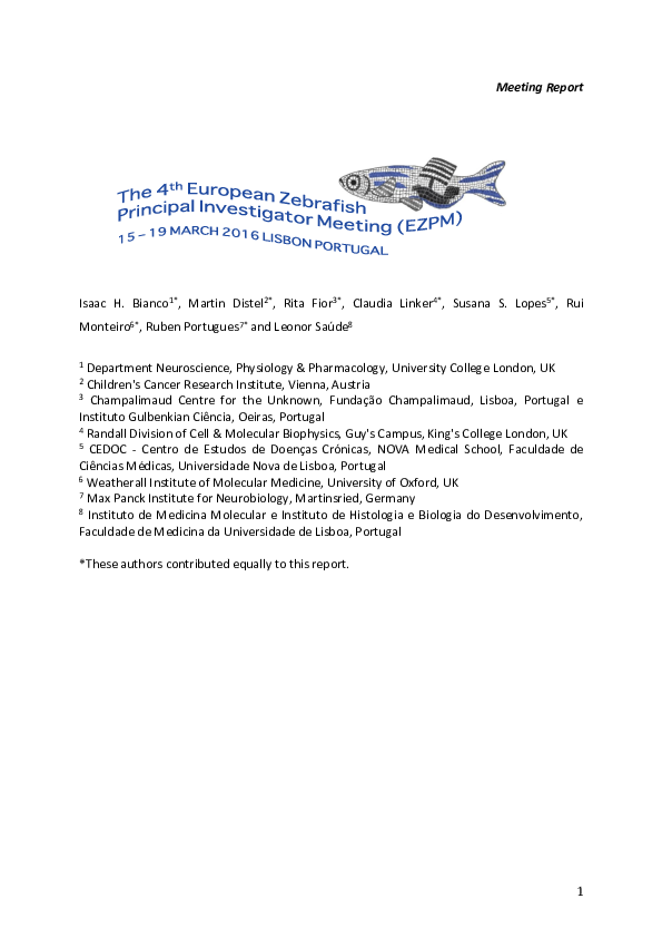 (PDF) Report of the 4th European Zebrafish Principal Investigator