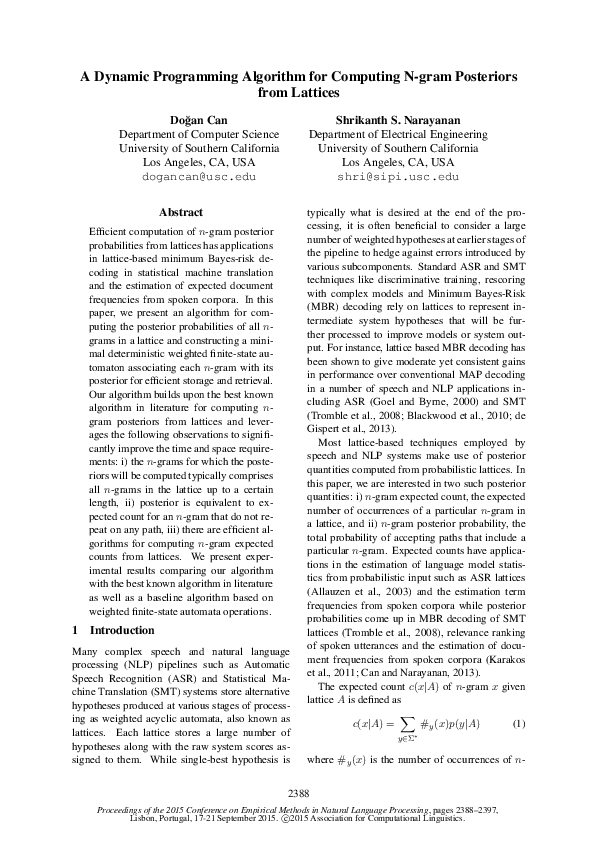 (PDF) A Dynamic Programming Algorithm for Computing N-gram Posteriors ...