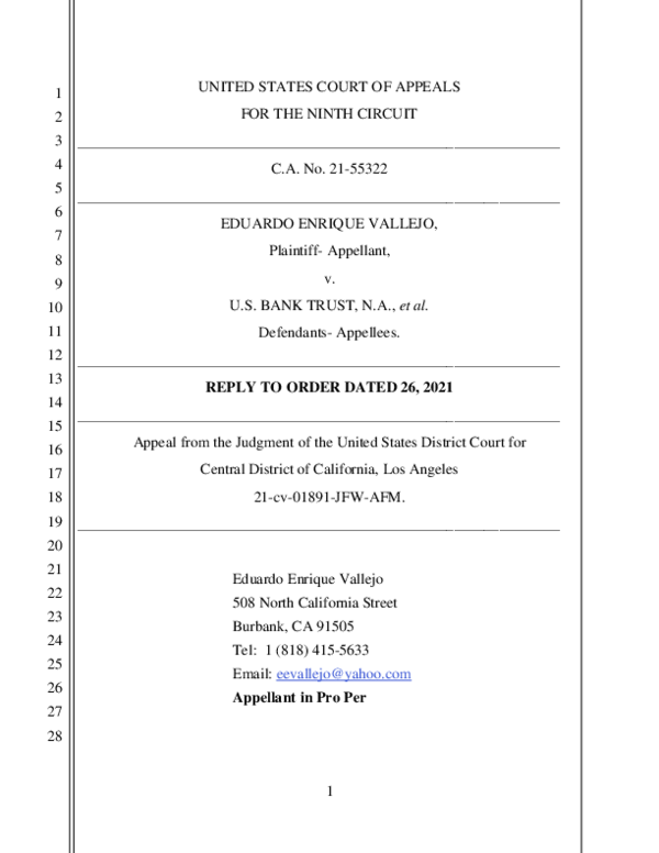 (PDF) HOMEOWNER QUESTIONS JURISDICTION IN NINTH CIRCUIT APPEAL