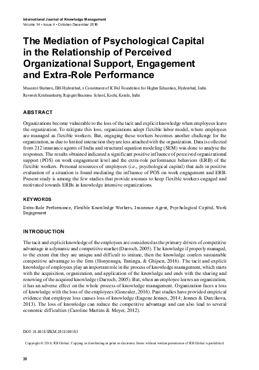 (PDF) The Mediation of Psychological Capital in the Relationship of ...