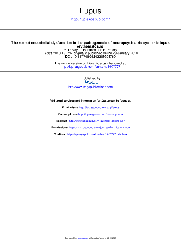 (PDF) The role of endothelial dysfunction in the pathogenesis of ...