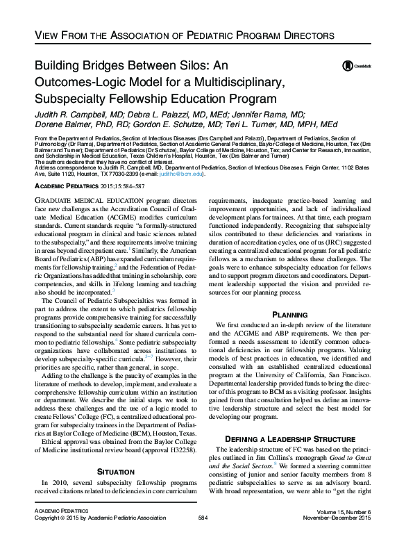 (PDF) Building bridges between silos: An outcomes-logic model for a ...