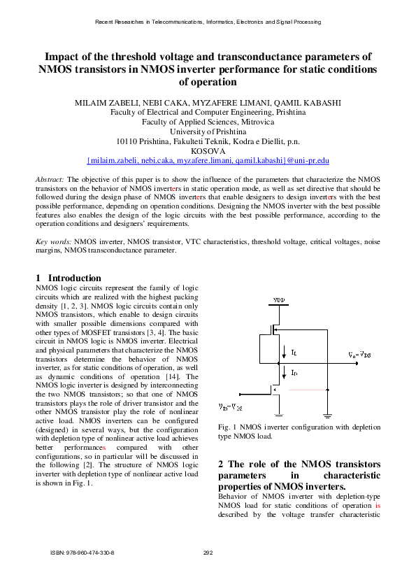 (PDF) Impact of the threshold voltage and transconductance parameters