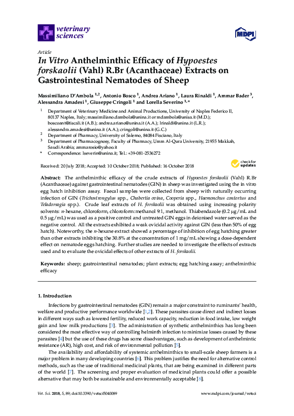 (PDF) In Vitro Anthelminthic Efficacy of Hypoestes forskaolii (Vahl) R ...