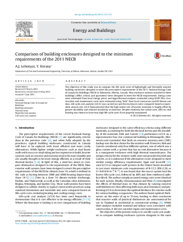 (PDF) Comparison of building enclosures designed to the minimum ...