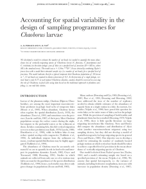 (PDF) Accounting for spatial variability in the design of sampling ...
