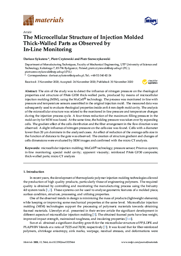 (PDF) The Microcellular Structure of Injection Molded Thick-Walled ...