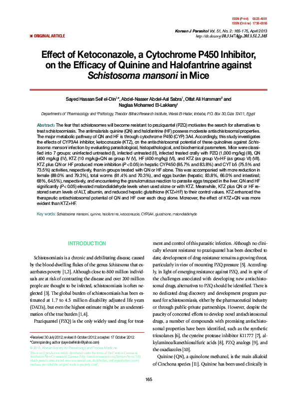 (PDF) Effect of Ketoconazole, a Cytochrome P450 Inhibitor, on the ...