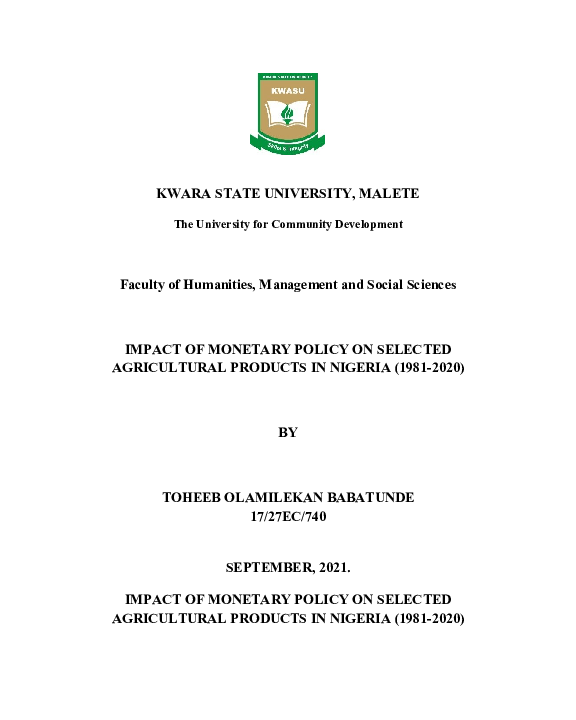 (DOC) Impact of Monetary policy on Selected Agricultural Products in ...