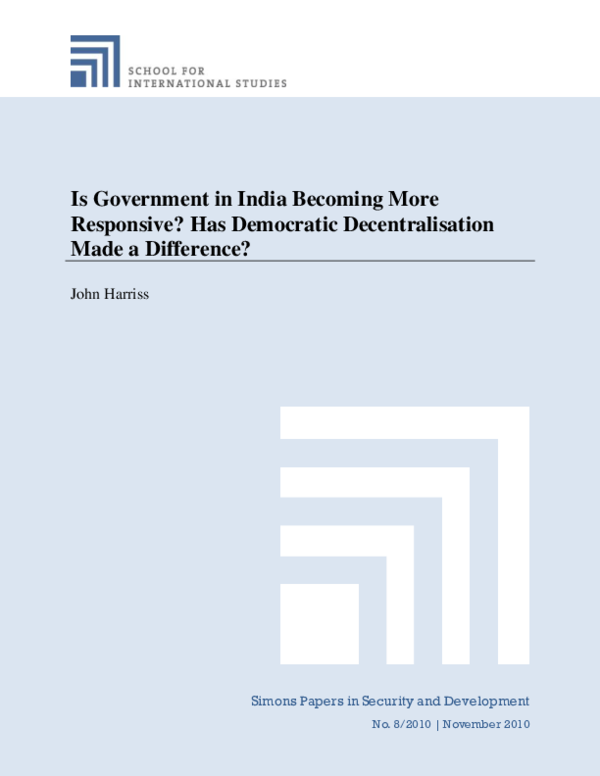 (PDF) Is Government in India Becoming More Responsive? Has Democratic ...