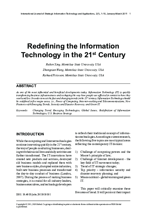 (PDF) Redefining the Information Technology in the 21st Century