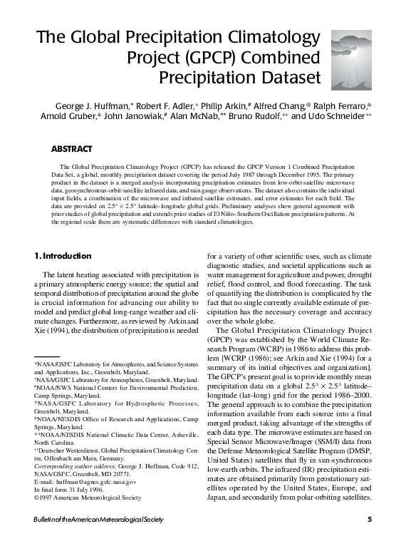 (PDF) The Global Precipitation Climatology Project (GPCP) Combined ...