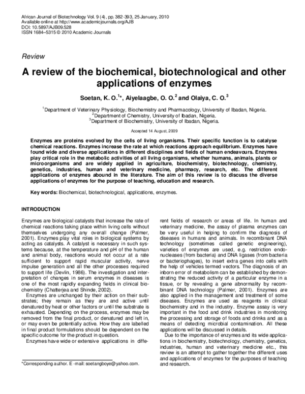(PDF) A review of the biochemical, biotechnological and other ...