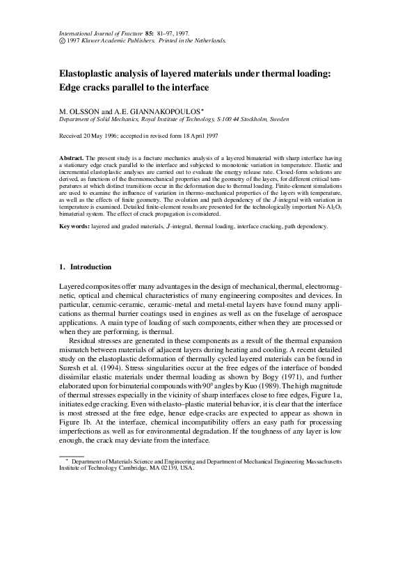(PDF) Elastoplastic analysis of layered materials under thermal loading ...
