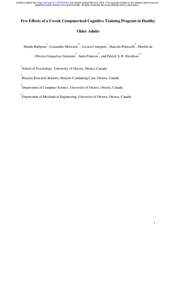 (PDF) Few Effects of a 5-week Computerized Cognitive Training Program ...