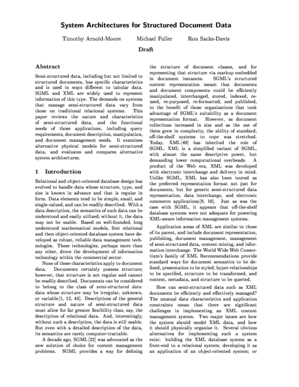 (PDF) System architectures for structured document data