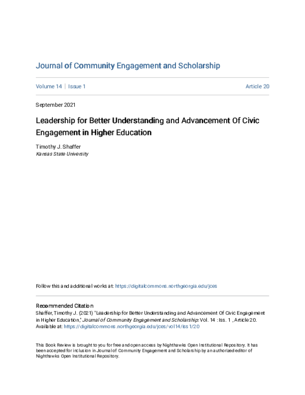 (PDF) Leadership for Better Understanding and Advancement of Civic ...