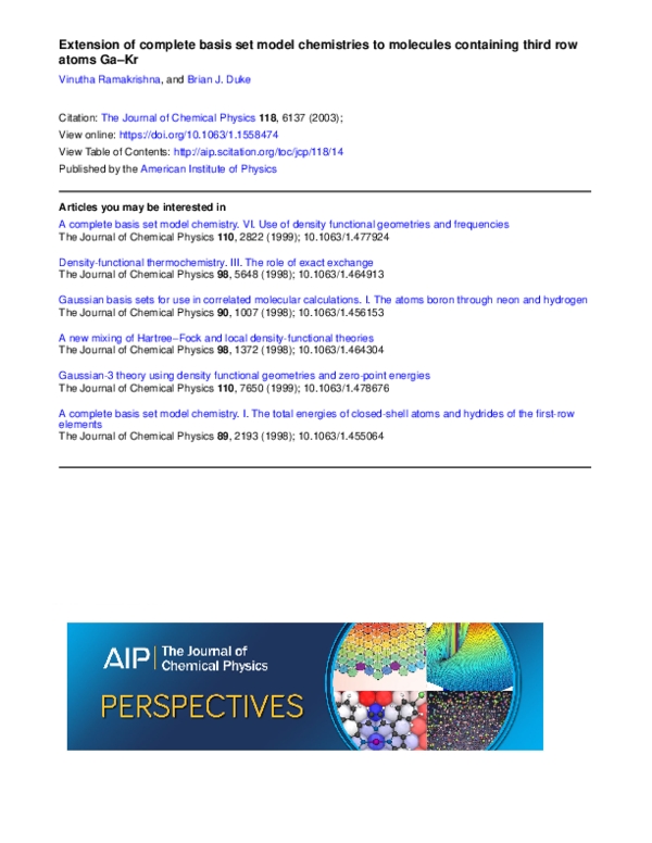 (PDF) Extension of complete basis set model chemistries to molecules ...