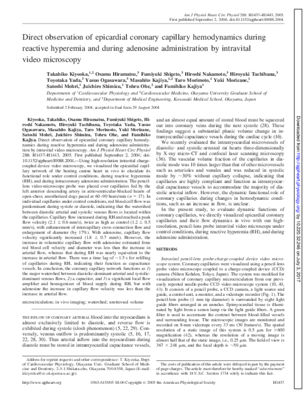(PDF) Direct observation of epicardial coronary capillary hemodynamics ...