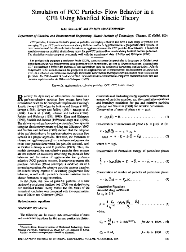 (PDF) Simulation of FCC particles flow behavior in a CFB using modified ...