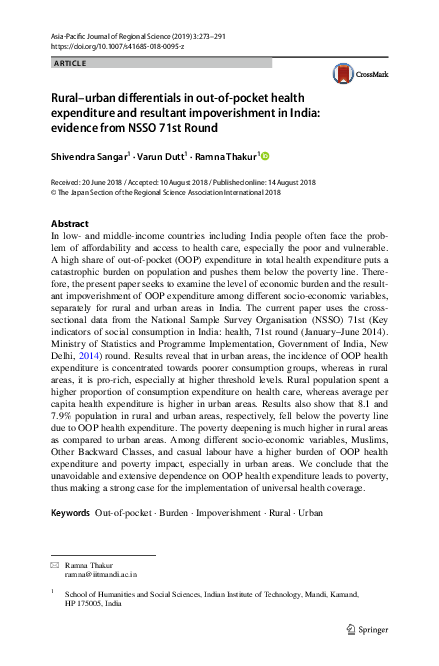 (PDF) Rural–urban differentials in out-of-pocket health expenditure and ...