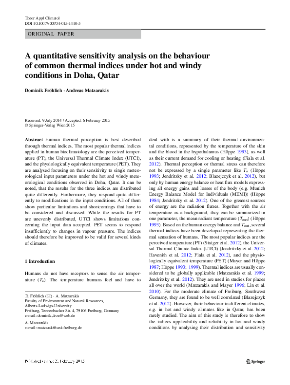 (PDF) A quantitative sensitivity analysis on the behaviour of common ...