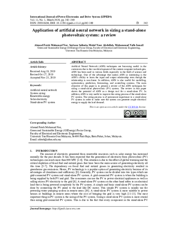(PDF) Application of artificial neural network in sizing a stand-alone ...