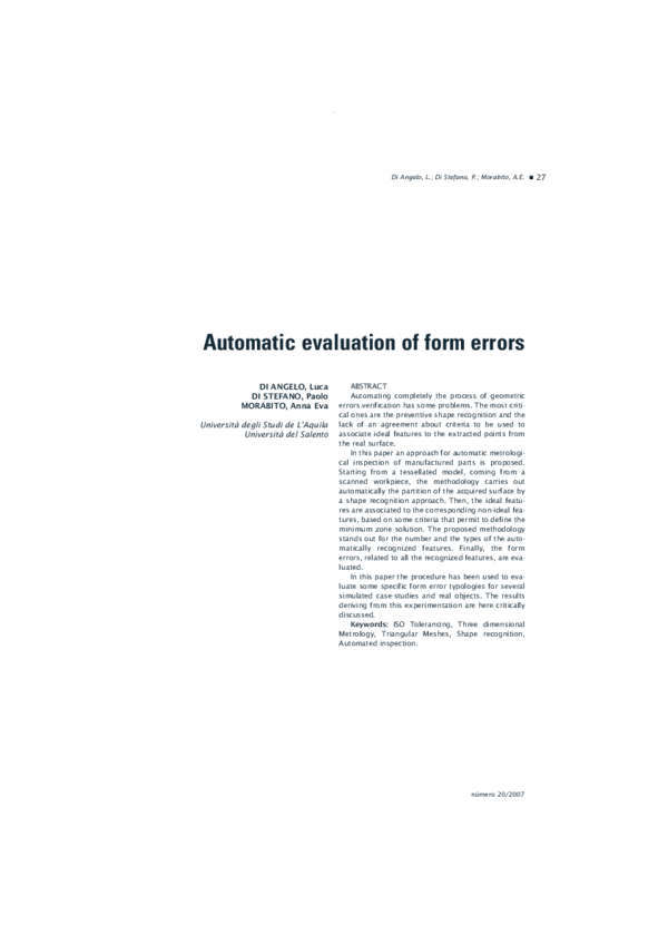 (PDF) Automatic Evaluation of form errors